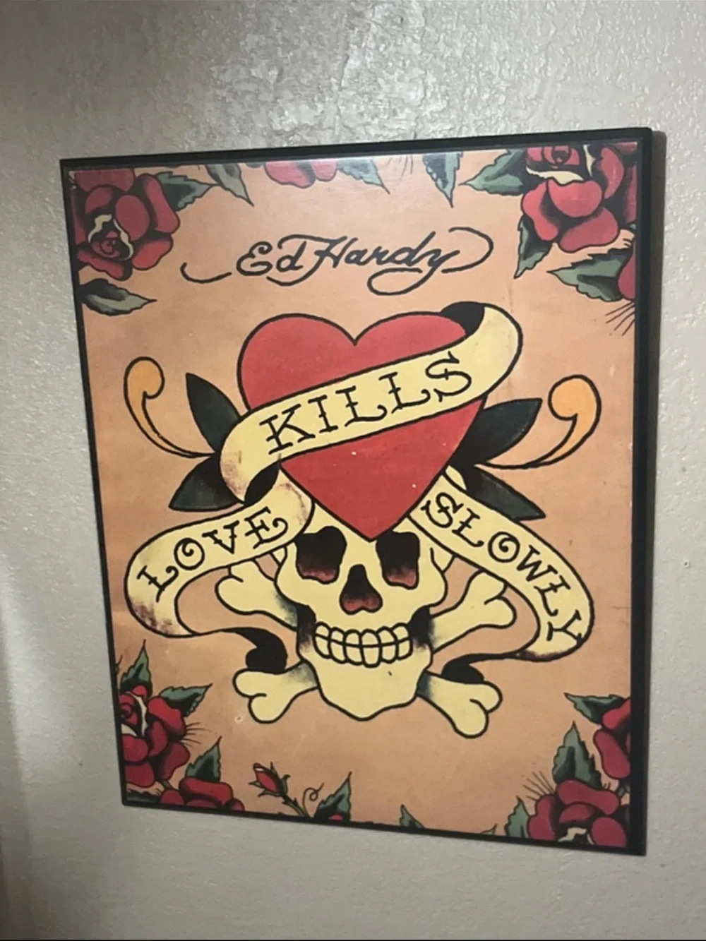 Vintage Ed Hardy Wood Plaque